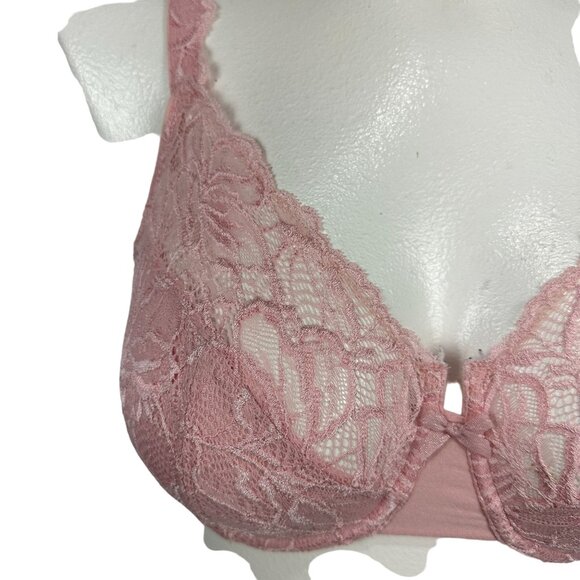 Bali Pink Lace Underwire Bra 38D Adjustable Straps & Hook Closure - Picture 2 of 6